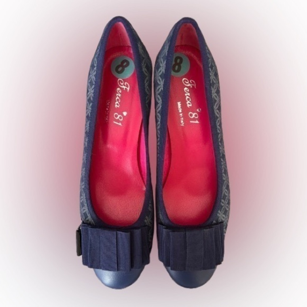 NWT FERCA 81, Women Shoes, White & Navy Blue, Leather, Size 8